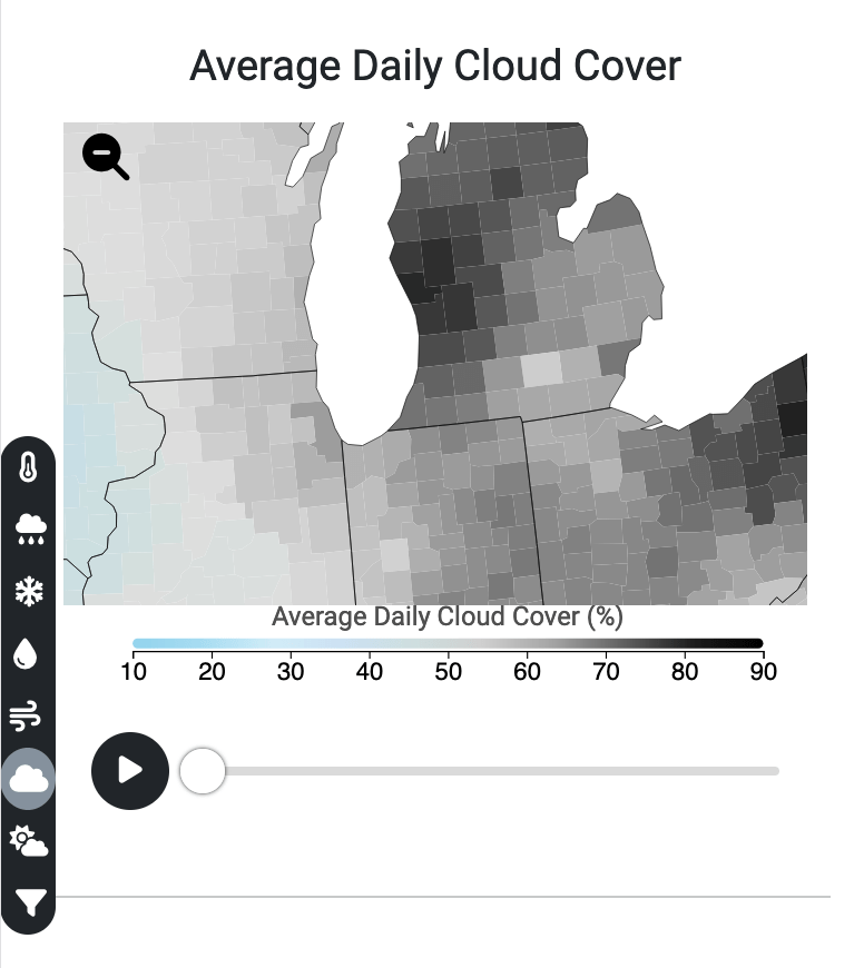 Visualize cloud cover map of USA